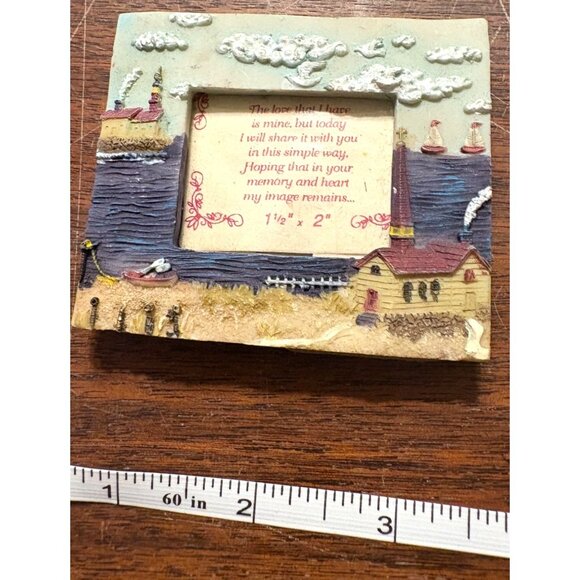 Seaside Frame Miniature Coastal Scene Picture 1.5" X 2" With Easel Back - Picture 3 of 6